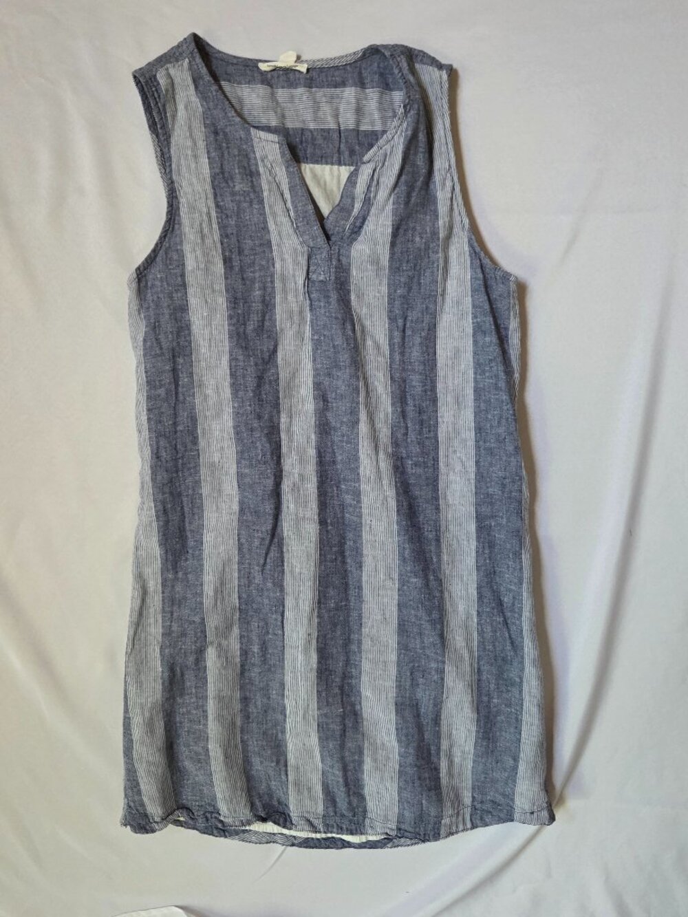 Beach Lunch Lounge Linen Stripe Dress/Tunic — Navy & White | Size S